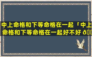 中上命格和下等命格在一起「中上命格和下等命格在一起好不好 💐 」